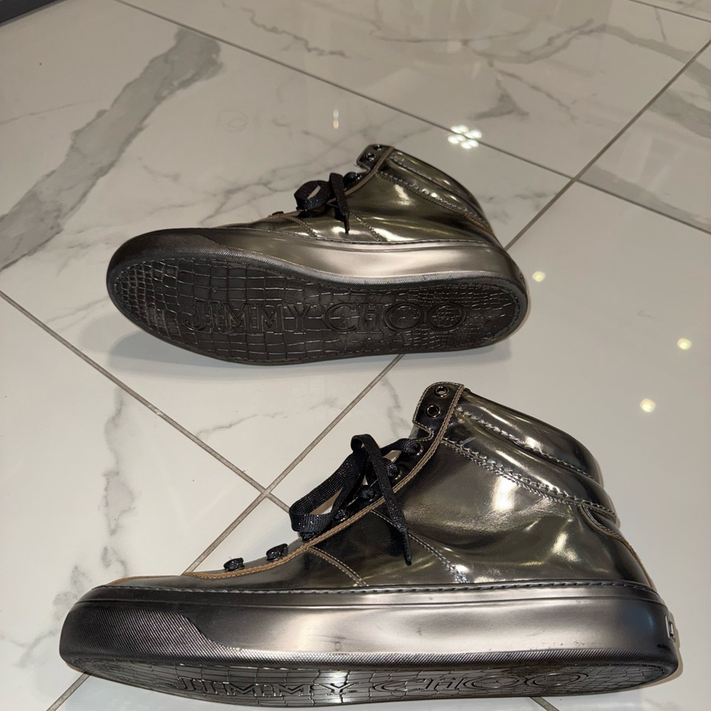Jimmy Choo Metallic Black High-Top Sneakers